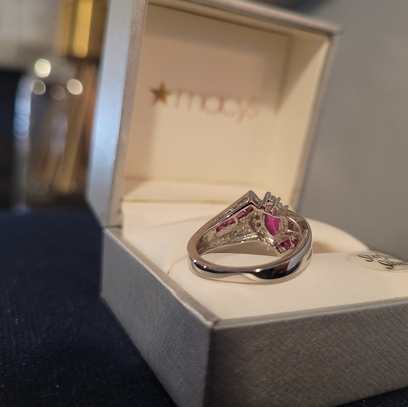 Ruby and Diamond Sterling Silver Ring - Picture 2 of 4